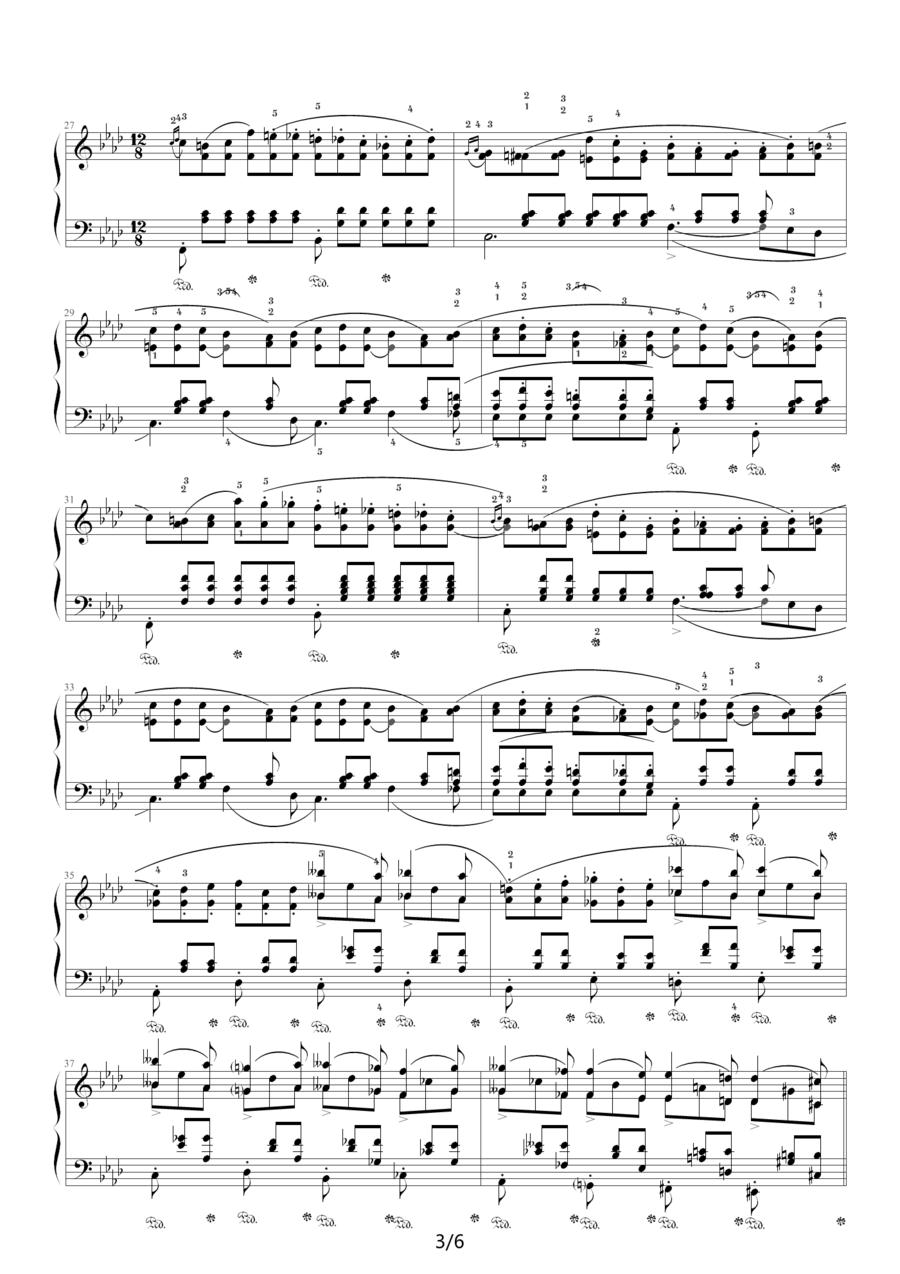 降A大调夜曲，Op.32,No.2（肖邦第10号夜曲）钢琴曲谱（图3）
