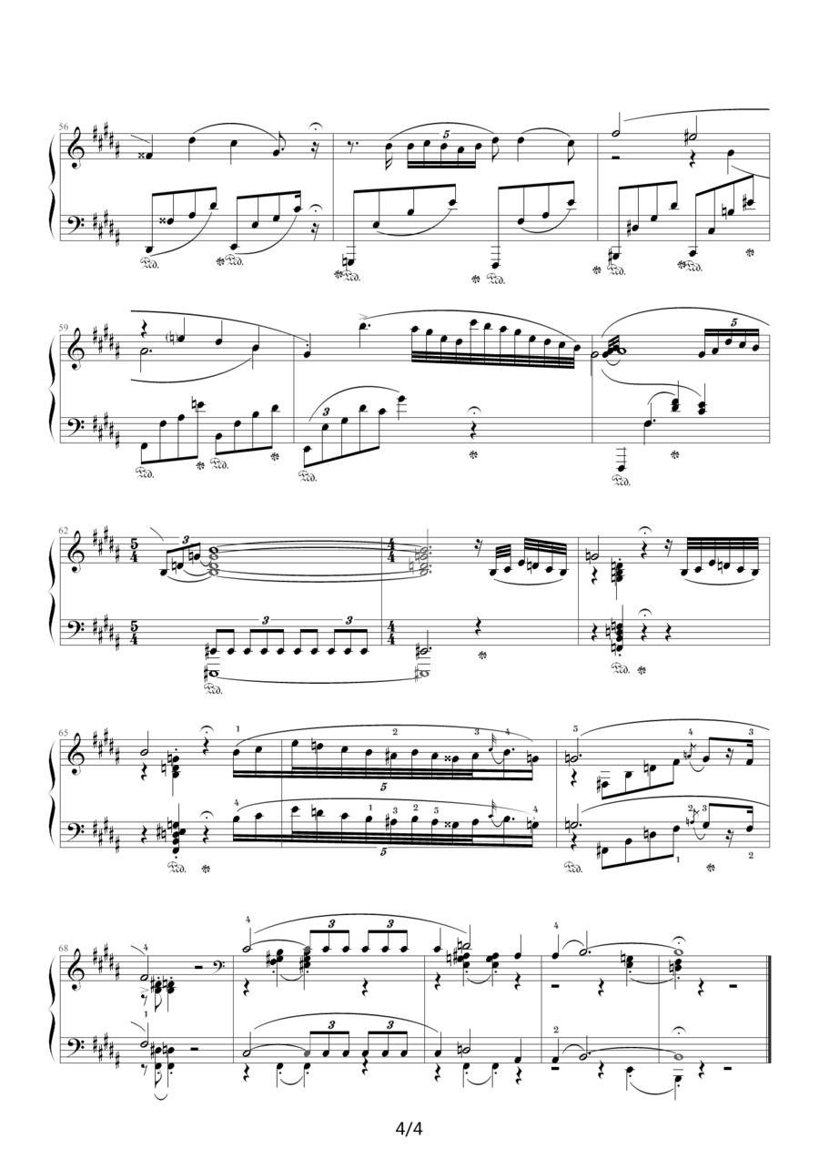 B大调夜曲，Op.32,No.1（肖邦第9号夜曲）钢琴曲谱（图4）