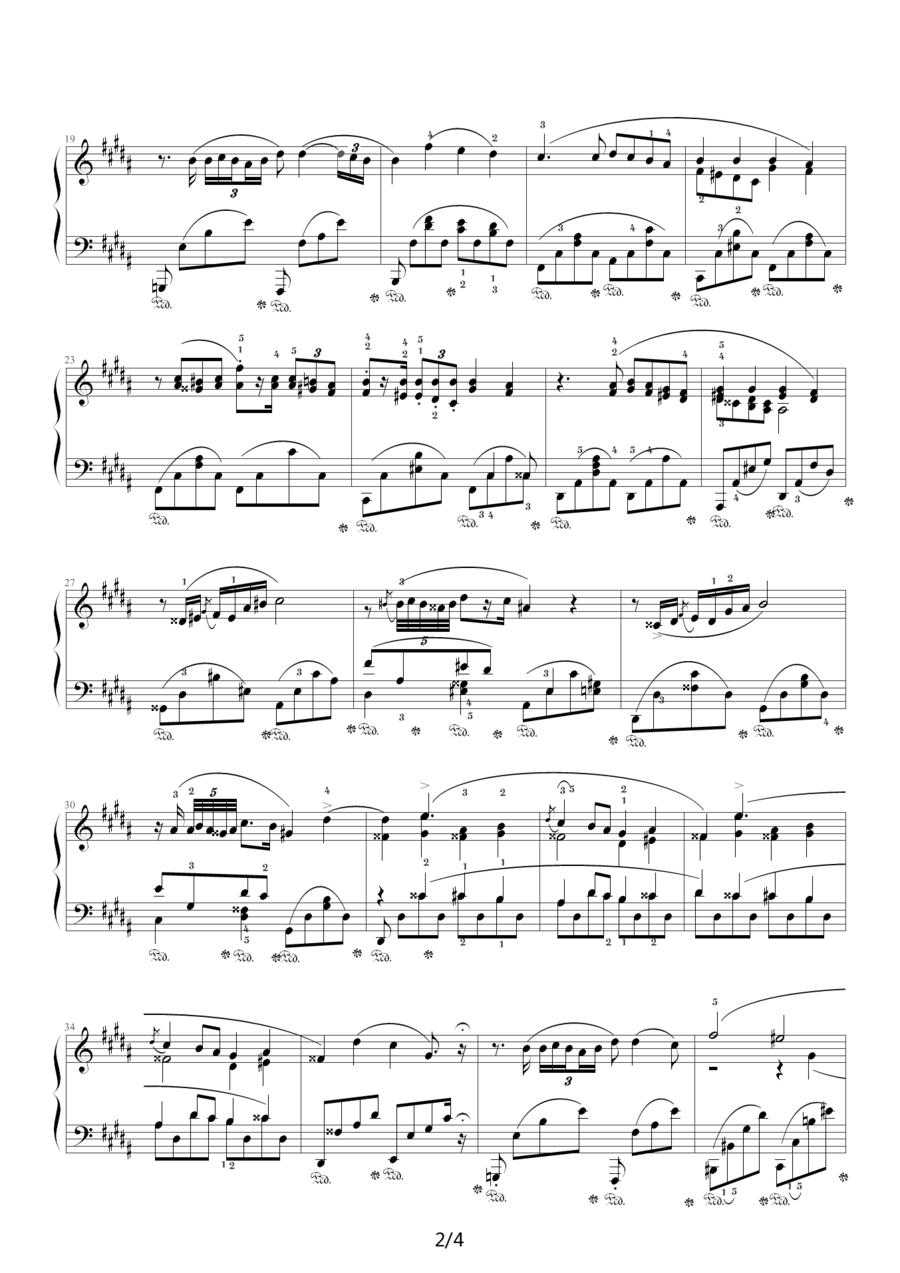 B大调夜曲，Op.32,No.1（肖邦第9号夜曲）钢琴曲谱（图2）