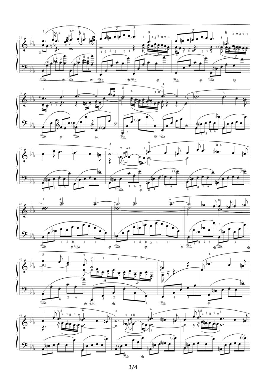 降E大调夜曲，Op.55,No.2（肖邦第16号夜曲）钢琴曲谱（图3）