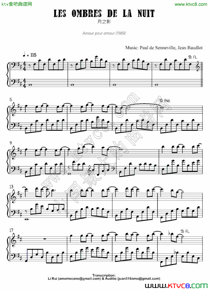 月之影-克莱德曼与斯坦伯格钢琴曲谱（图1）