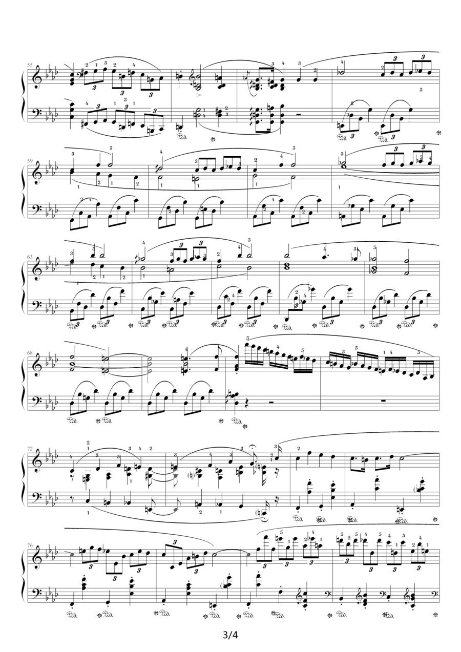 f小调夜曲，Op.55,No.1（肖邦第15号夜曲）钢琴曲谱（图3）