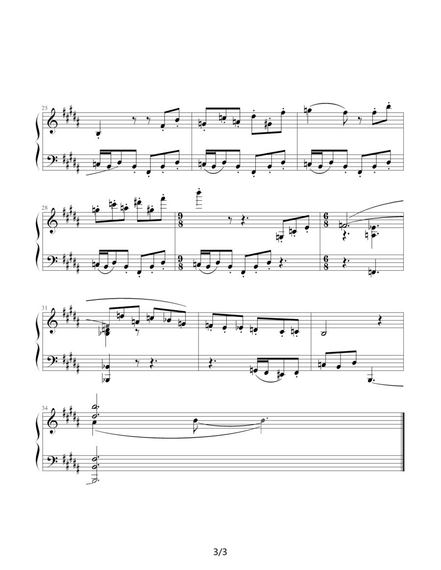 肖斯塔科维奇—前奏曲（11）：B大调钢琴曲谱（图3）