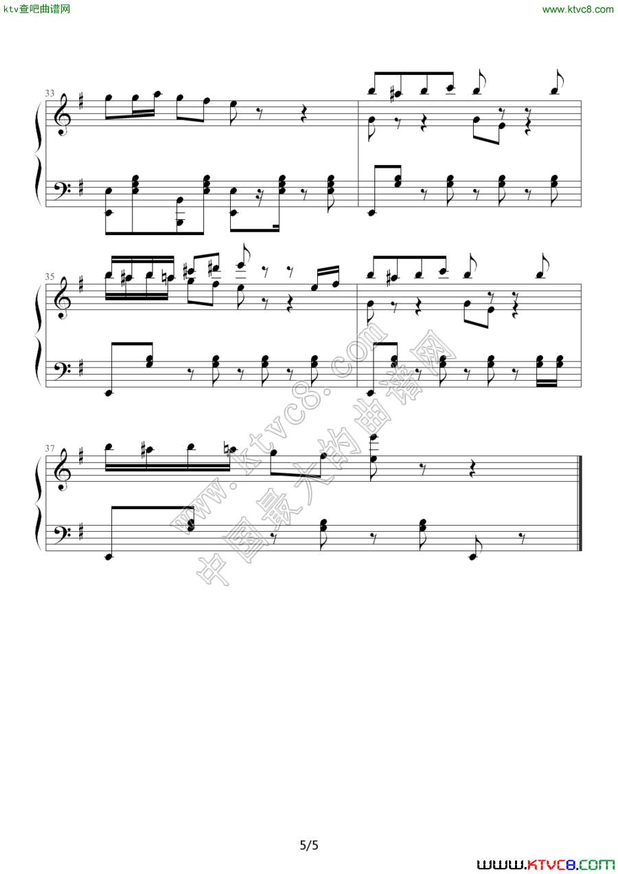 《愤怒的小鸟》主界面背景音乐5钢琴曲谱（图1）