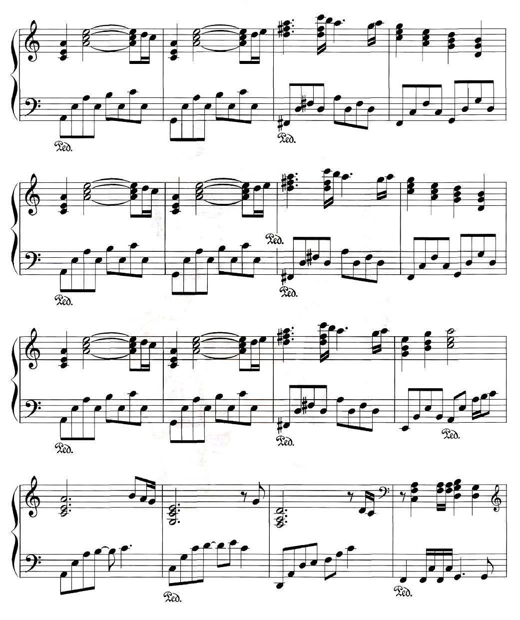 永恒的三代（《火影忍者》音乐）钢琴曲谱（图2）