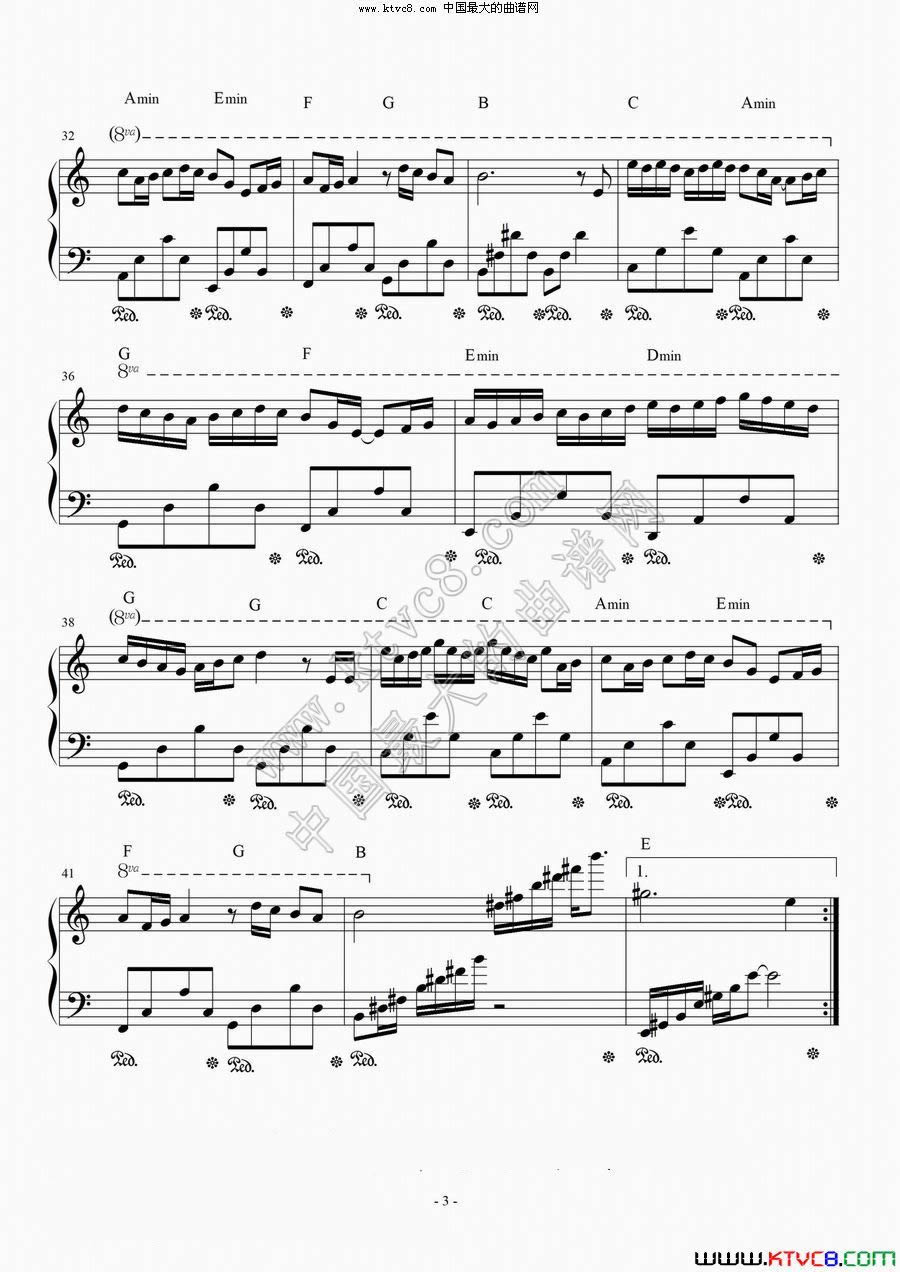 风中的蒲公英3钢琴曲谱（图1）