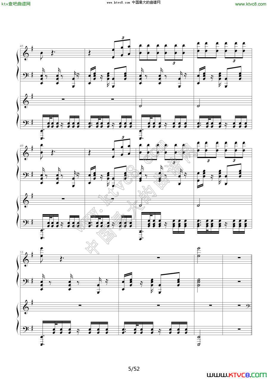 《功夫》主题歌钢琴曲谱（图5）