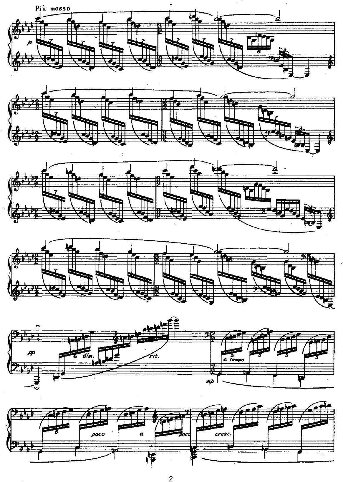 前奏曲二首：一、幽谷潺音钢琴曲谱（图2）