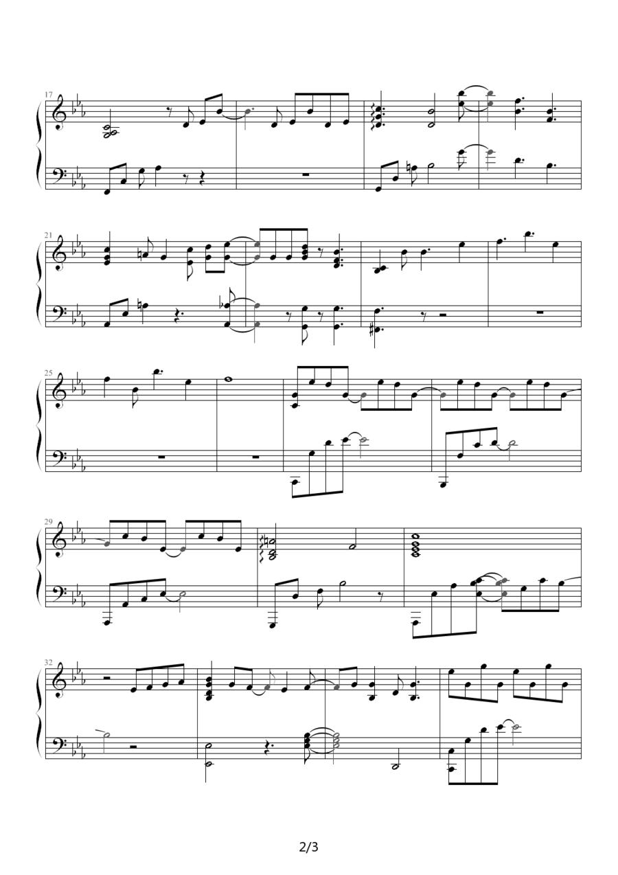夜光灯 （カラオケ）钢琴曲谱（图2）