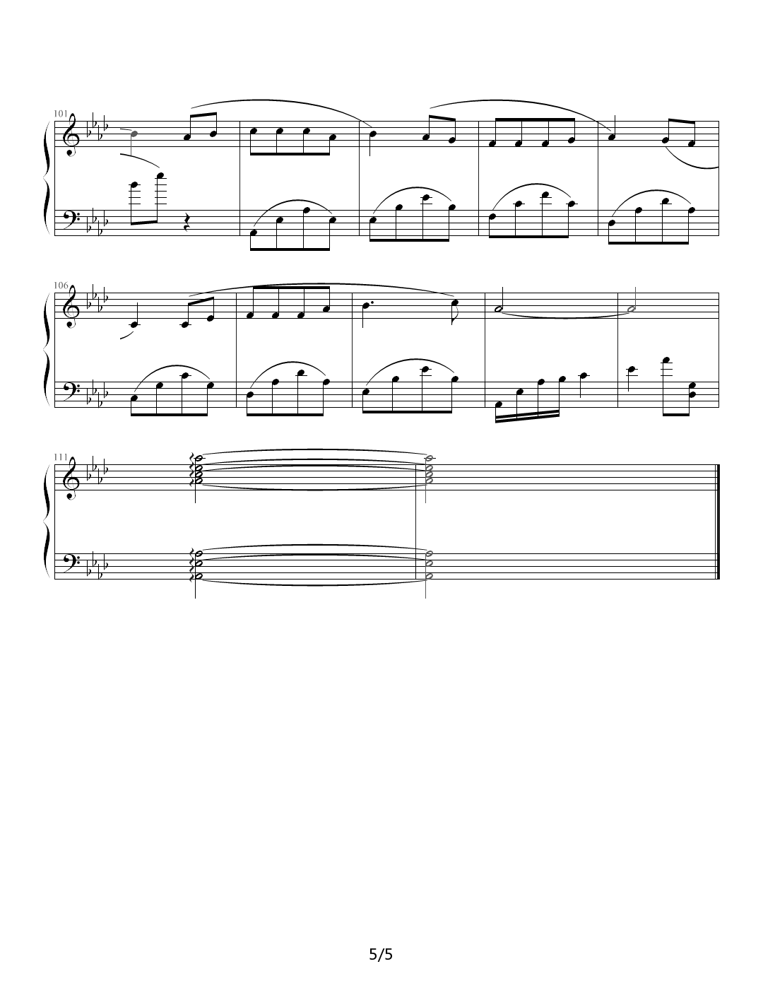 无言的温柔 降A调钢琴曲谱（图5）