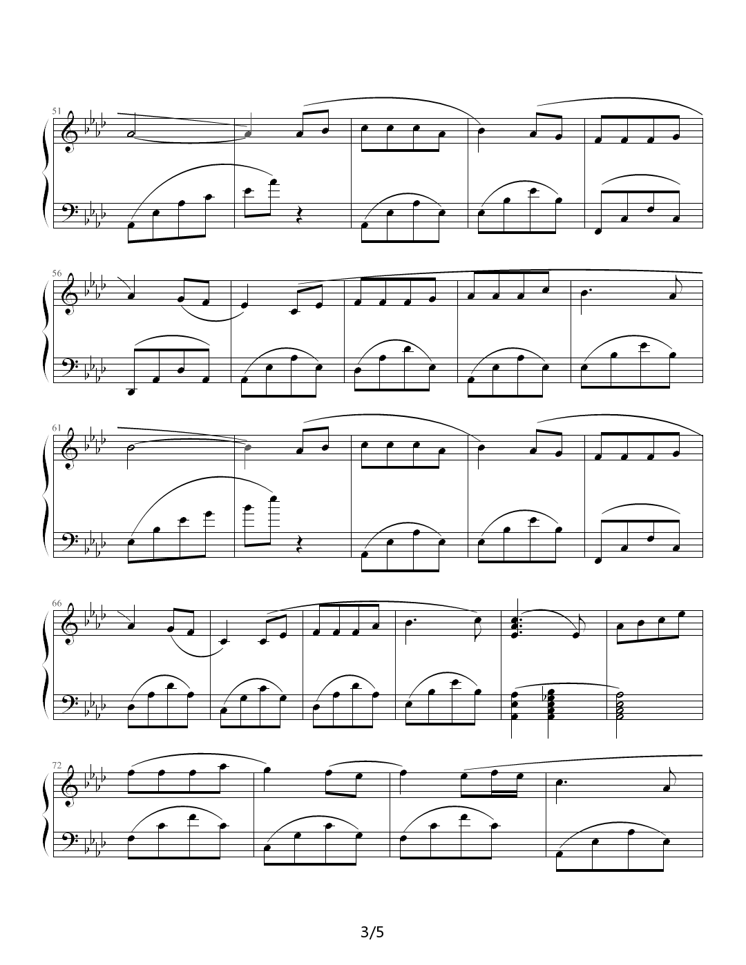 无言的温柔 降A调钢琴曲谱（图3）