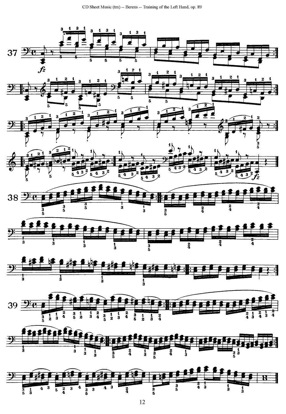 贝伦斯钢琴（左手训练）练习曲（上册46首）钢琴曲谱（图12）