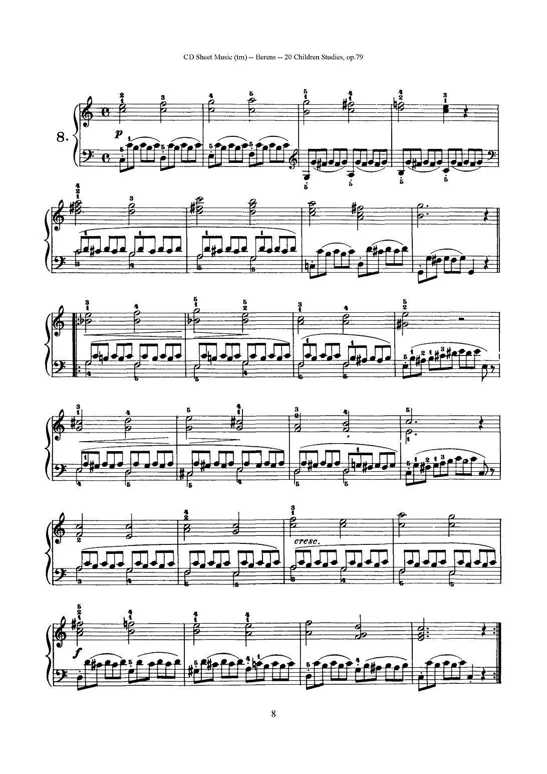 贝伦斯20首儿童钢琴练习曲（1—10）钢琴曲谱（图8）