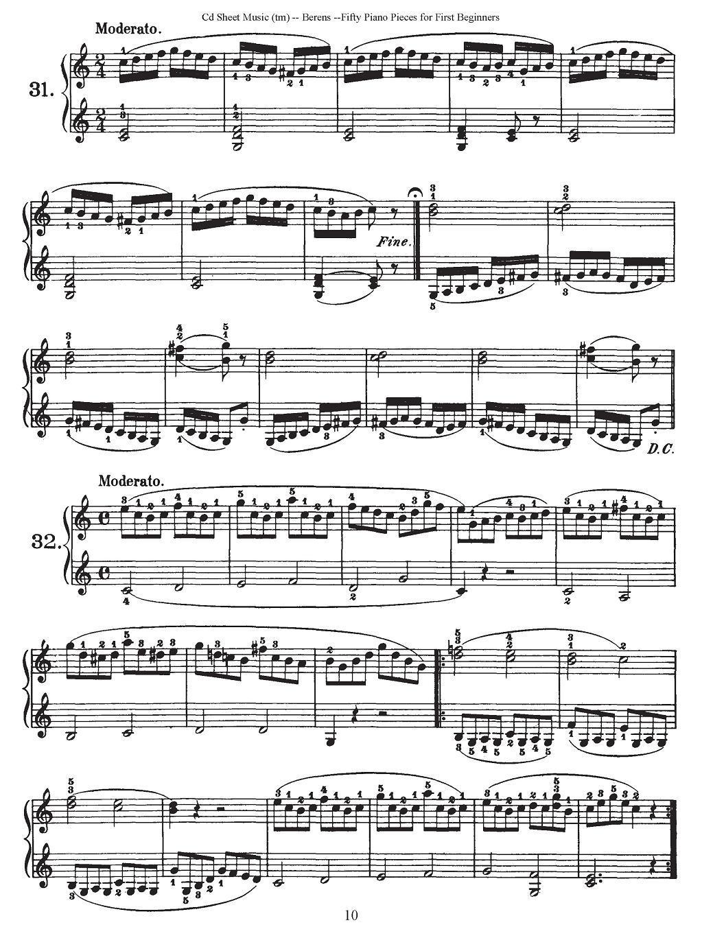 贝伦斯50首初学者练习钢琴小品（22—36）钢琴曲谱（图4）