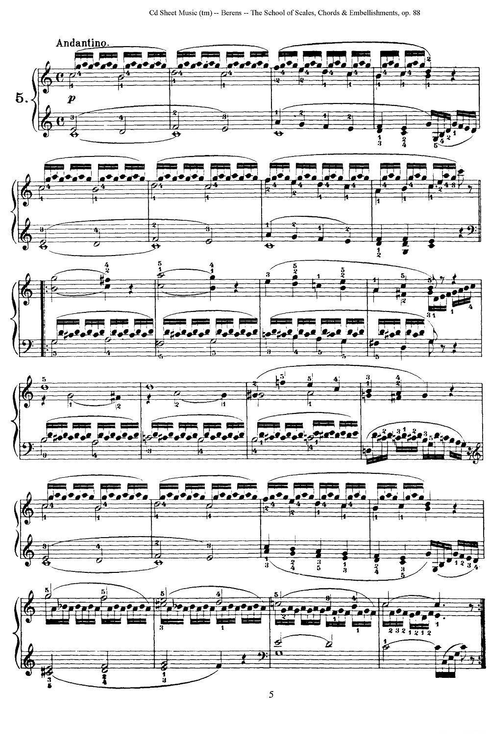 贝伦斯28首钢琴（和弦及装饰音）练习曲（1—5）钢琴曲谱（图5）