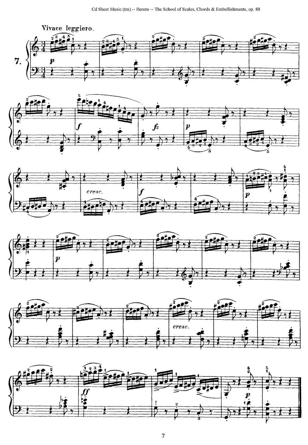 贝伦斯28首钢琴（和弦及装饰音）练习曲（6—10）钢琴曲谱（图2）