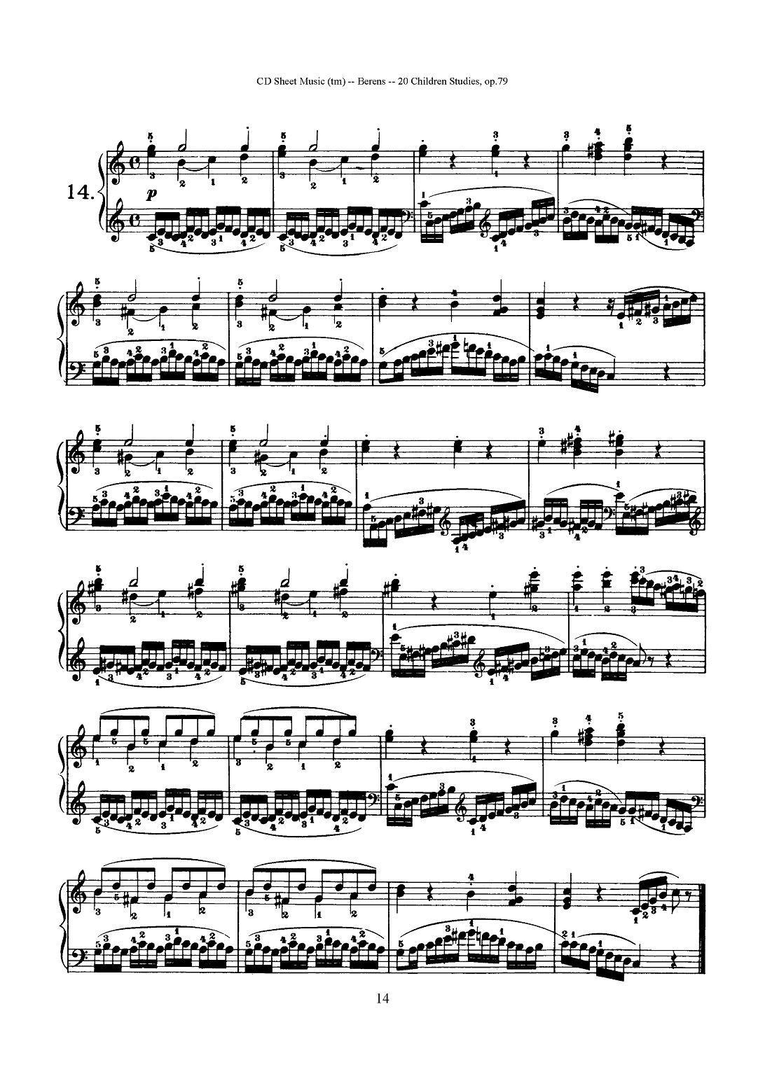 贝伦斯20首儿童钢琴练习曲（11—20）钢琴曲谱（图4）