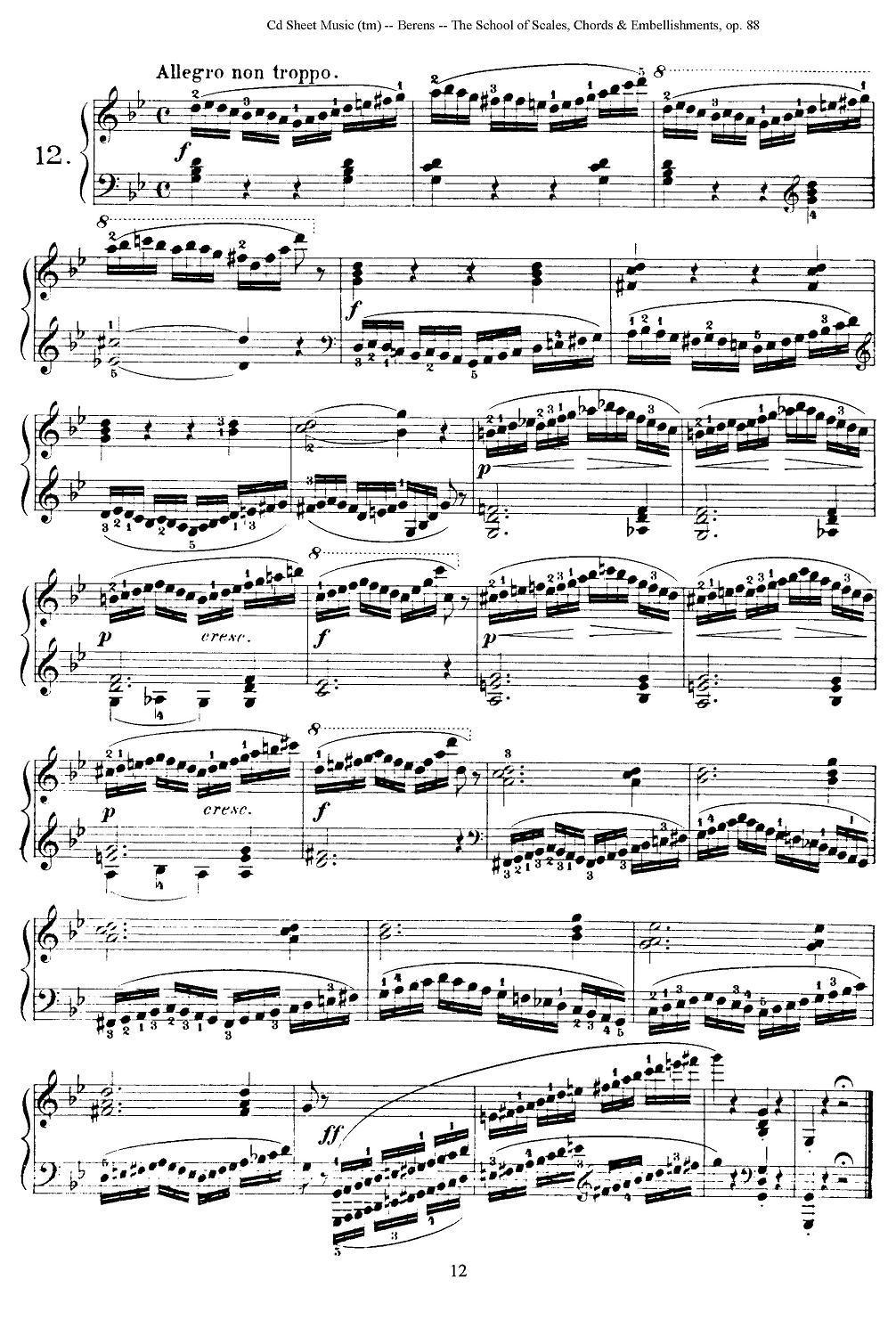 贝伦斯28首钢琴（和弦及装饰音）练习曲（11—15）钢琴曲谱（图2）