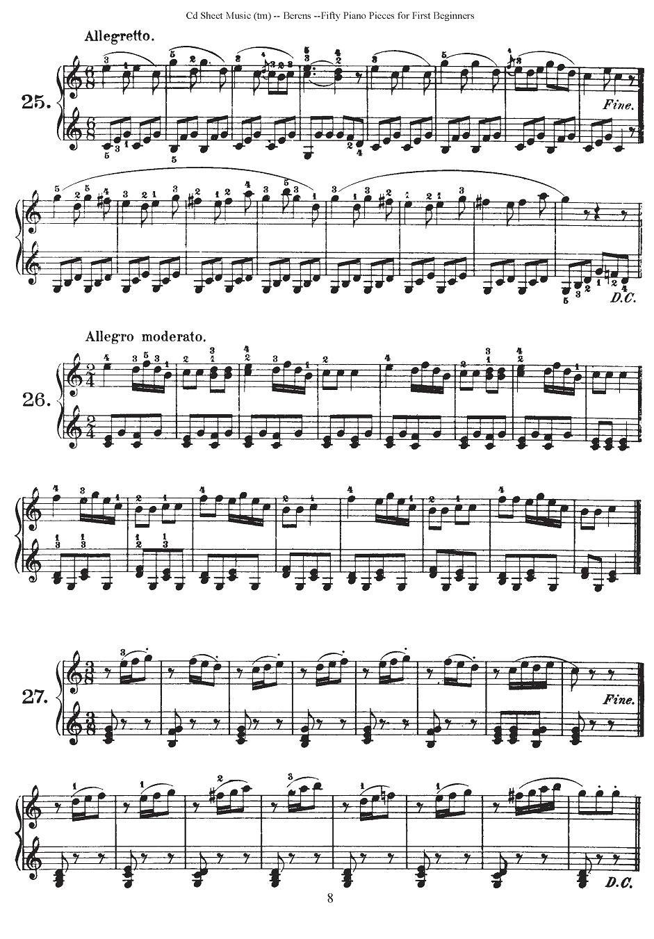 贝伦斯50首初学者练习钢琴小品（22—36）钢琴曲谱（图2）