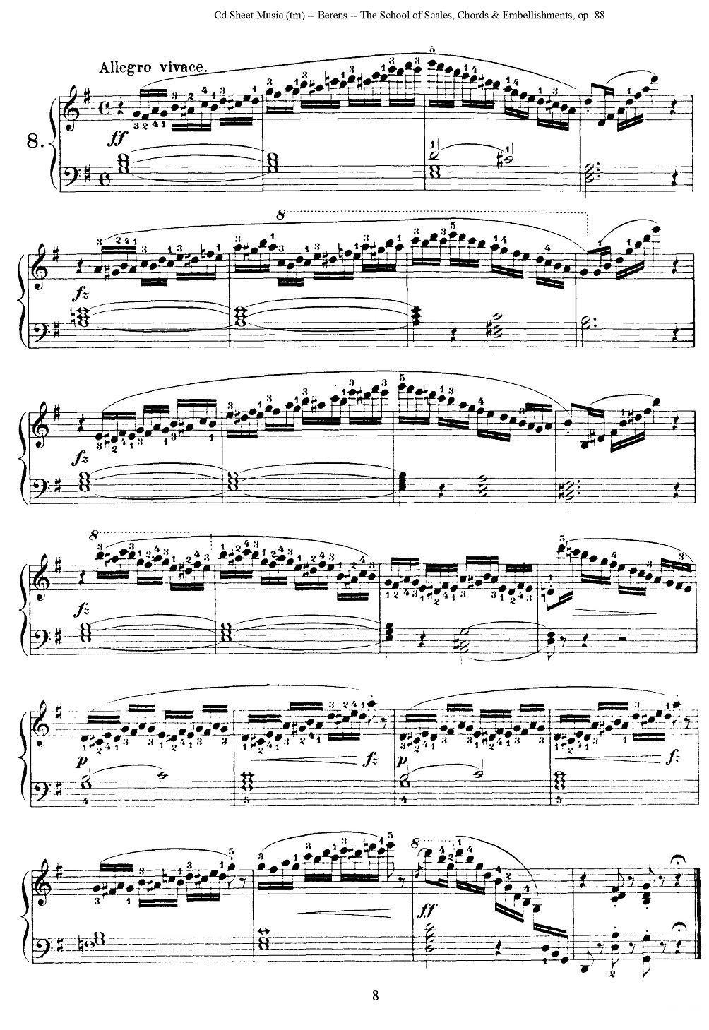 贝伦斯28首钢琴（和弦及装饰音）练习曲（6—10）钢琴曲谱（图3）