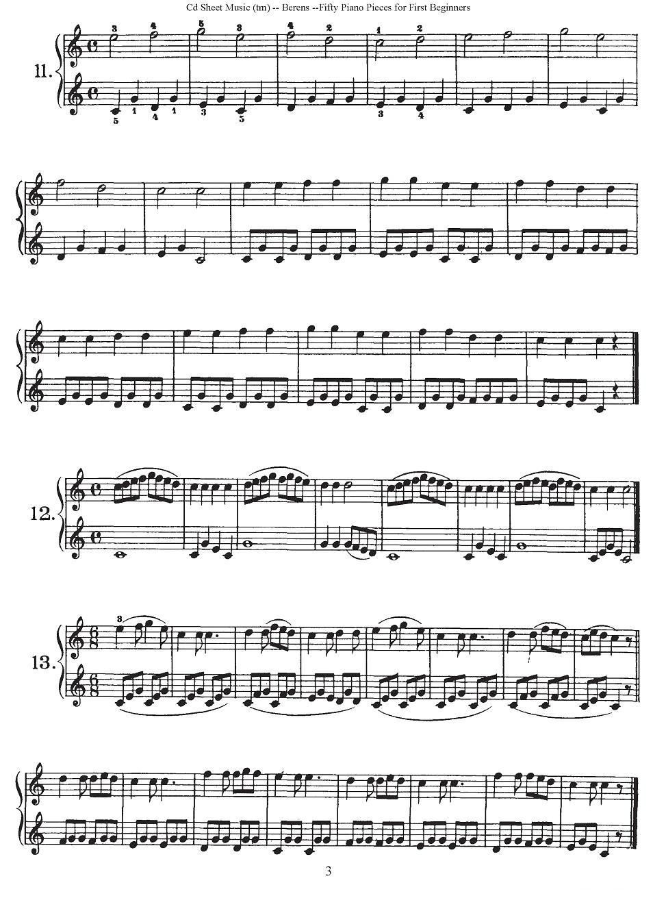 贝伦斯50首初学者练习钢琴小品（1—21）钢琴曲谱（图3）