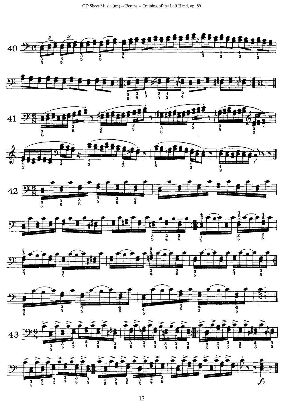 贝伦斯钢琴（左手训练）练习曲（上册46首）钢琴曲谱（图13）