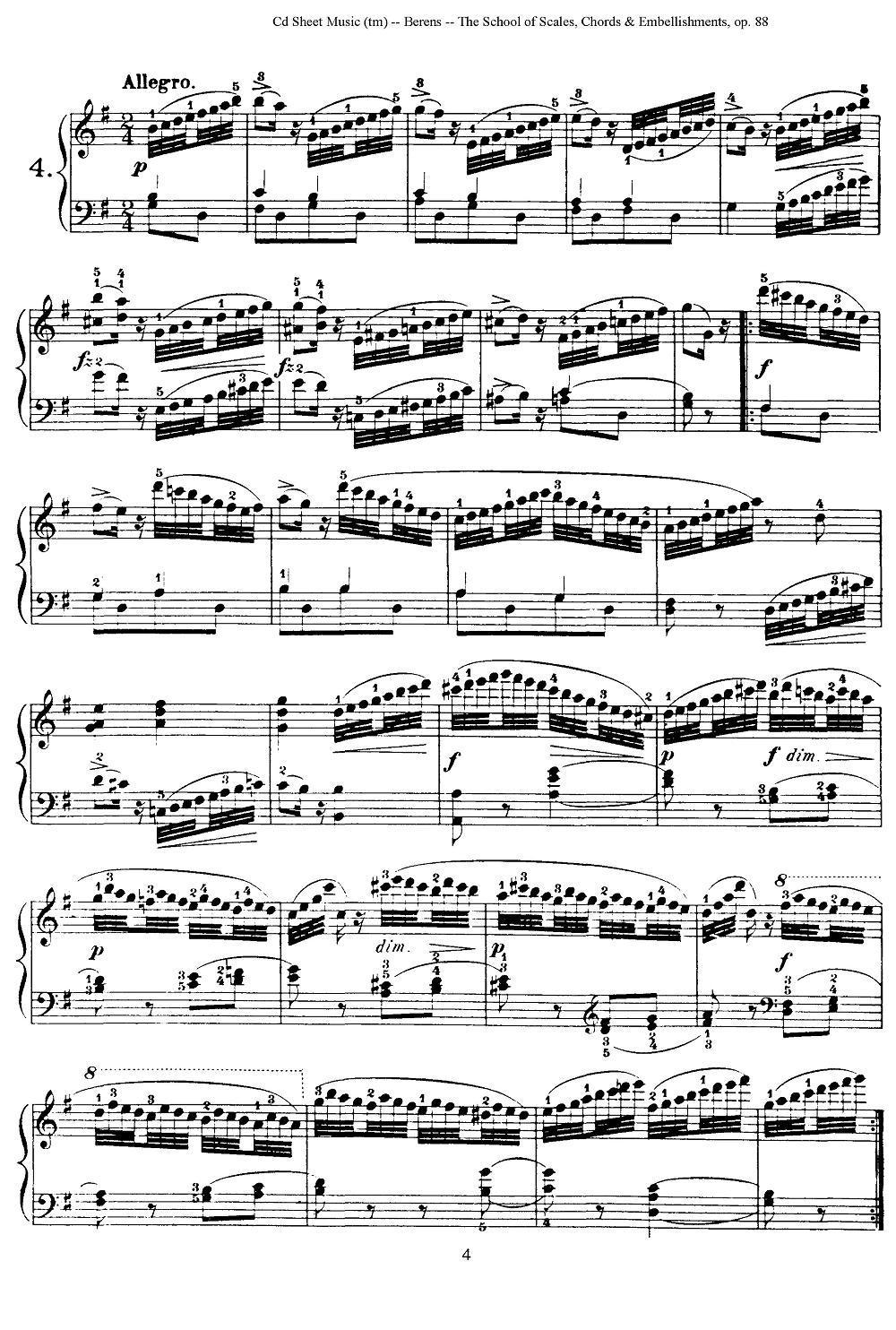 贝伦斯28首钢琴（和弦及装饰音）练习曲（1—5）钢琴曲谱（图4）