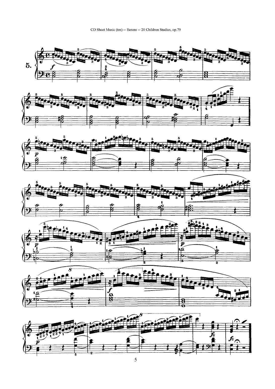 贝伦斯20首儿童钢琴练习曲（1—10）钢琴曲谱（图5）