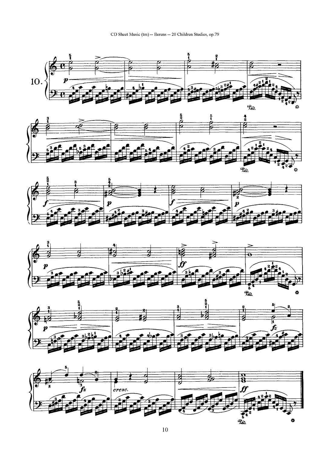 贝伦斯20首儿童钢琴练习曲（1—10）钢琴曲谱（图10）