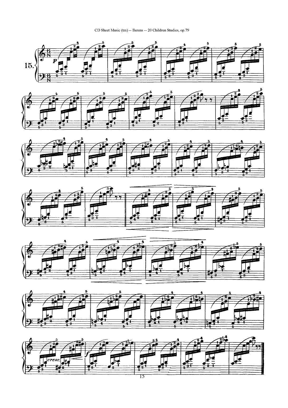 贝伦斯20首儿童钢琴练习曲（11—20）钢琴曲谱（图5）