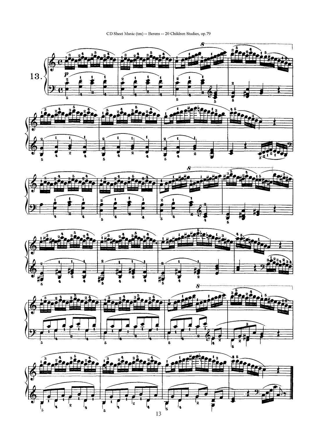贝伦斯20首儿童钢琴练习曲（11—20）钢琴曲谱（图3）