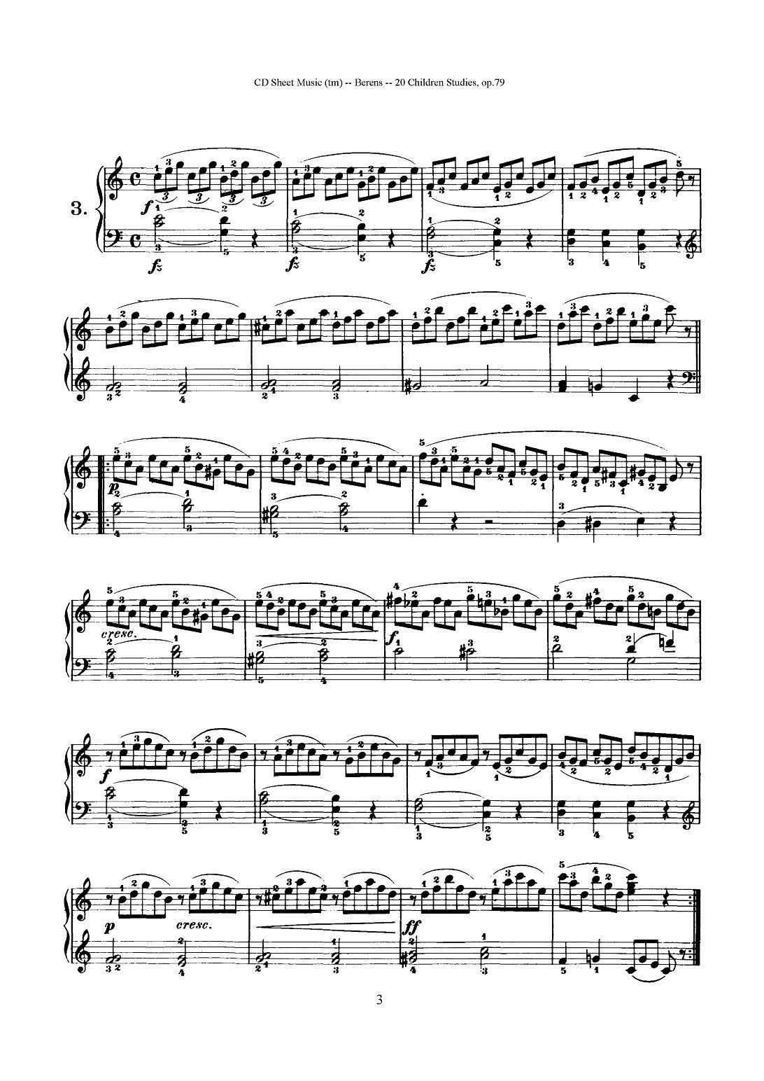 贝伦斯20首儿童钢琴练习曲（1—10）钢琴曲谱（图3）