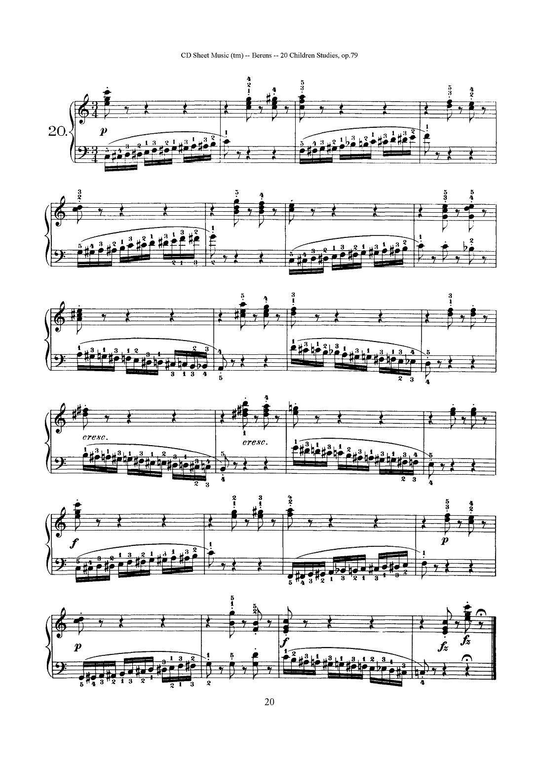 贝伦斯20首儿童钢琴练习曲（11—20）钢琴曲谱（图10）