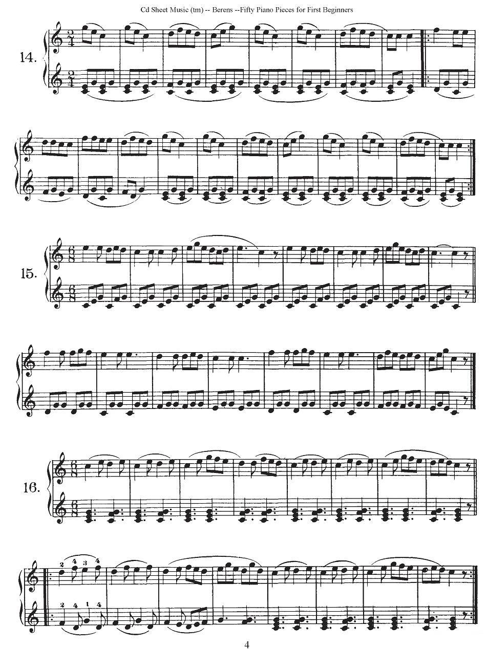 贝伦斯50首初学者练习钢琴小品（1—21）钢琴曲谱（图4）
