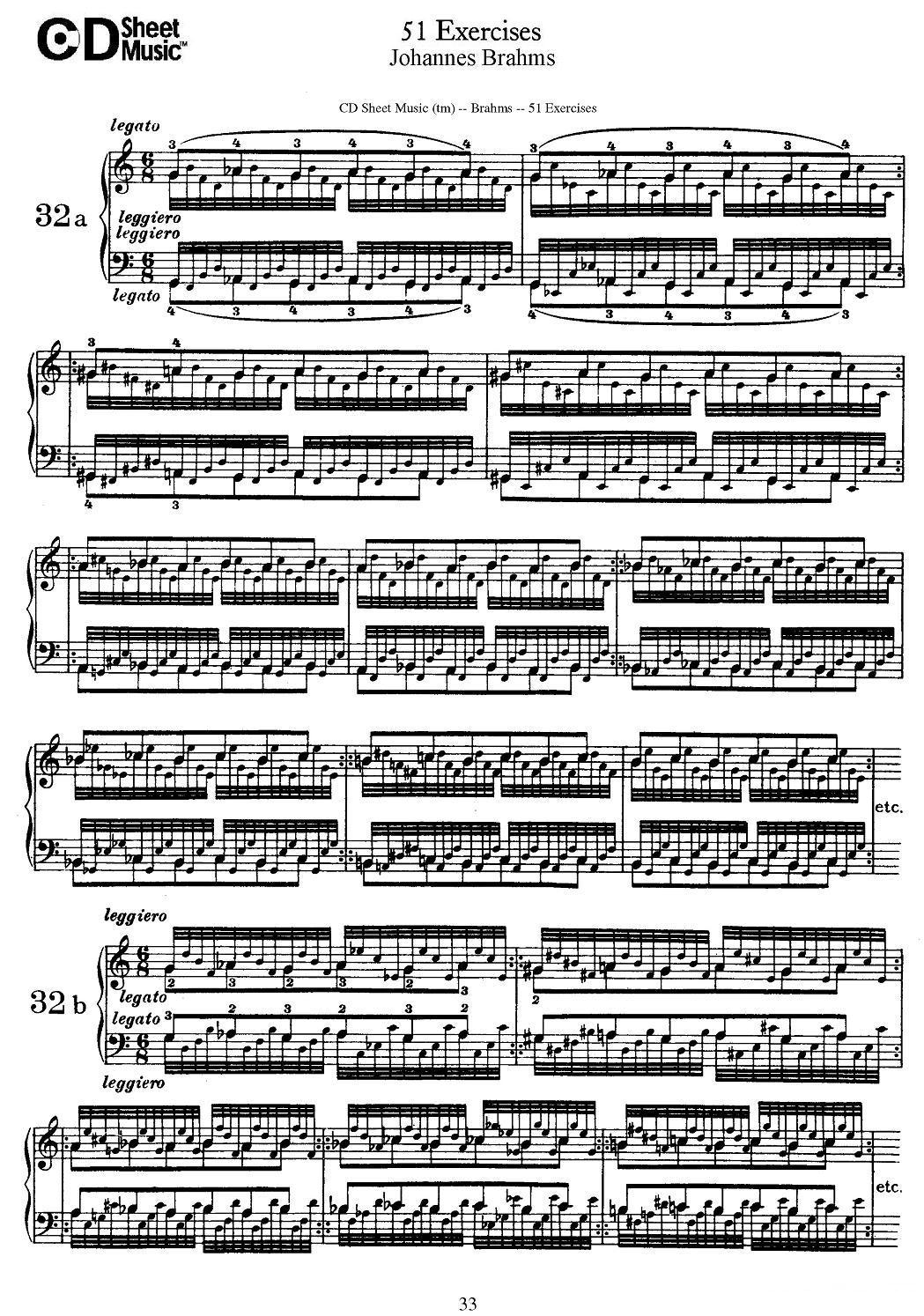 勃拉姆斯 - 51首练习曲（31—40a）钢琴曲谱（图1）
