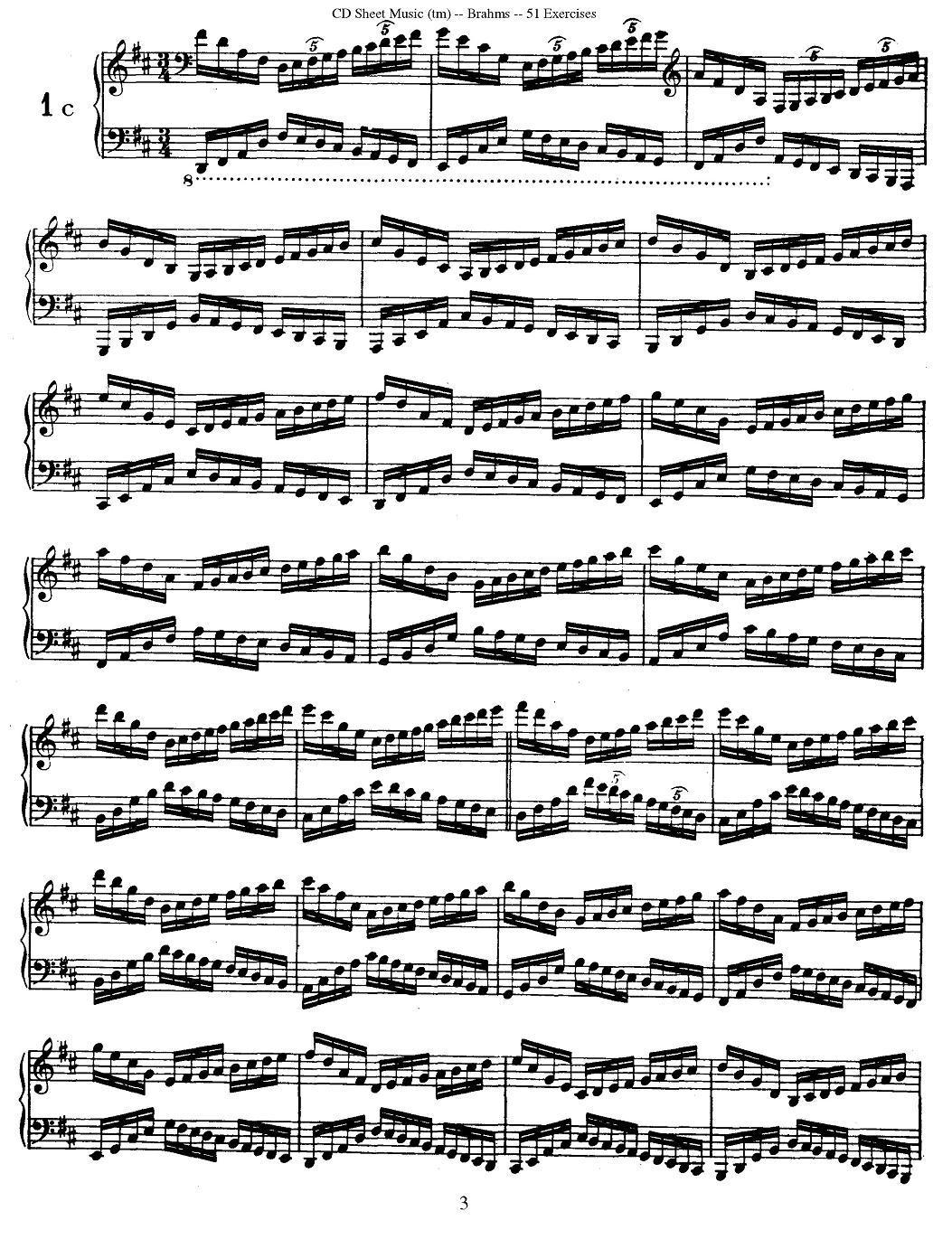 勃拉姆斯 - 51首练习曲（1—5）钢琴曲谱（图3）