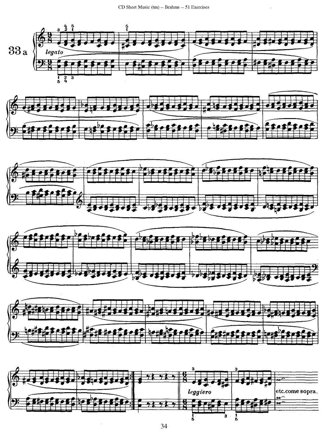 勃拉姆斯 - 51首练习曲（31—40a）钢琴曲谱（图2）