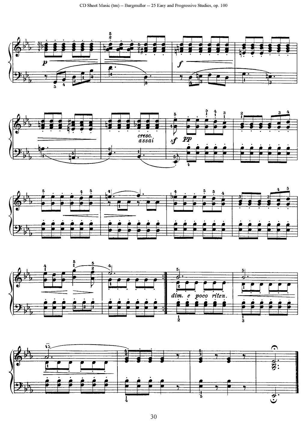 布尔格缪勒-25首钢琴进阶练习曲 Op.100（23、归来）钢琴曲谱（图2）