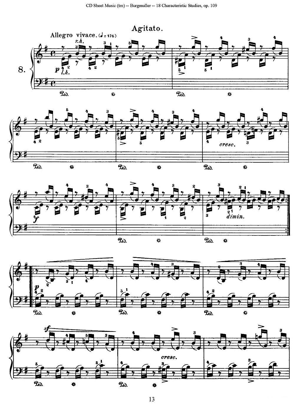 Burgmuller - 18 Characteristic Studies（8）钢琴曲谱（图1）