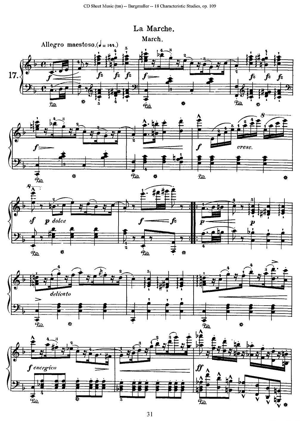 Burgmuller - 18 Characteristic Studies（17）钢琴曲谱（图1）