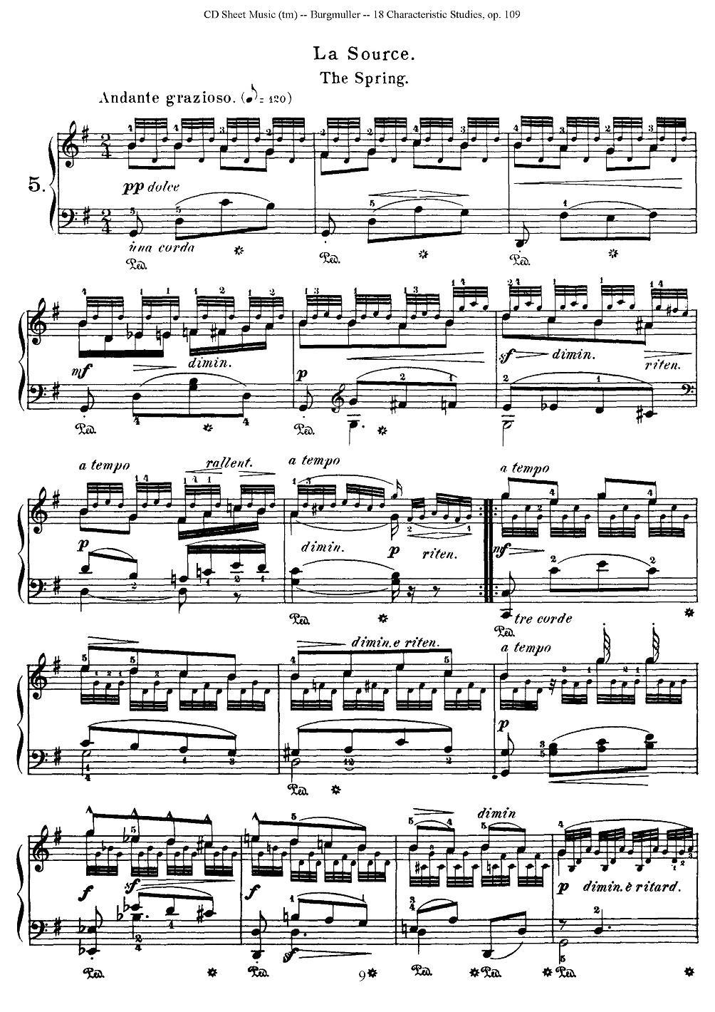 Burgmuller - 18 Characteristic Studies（5）钢琴曲谱（图1）