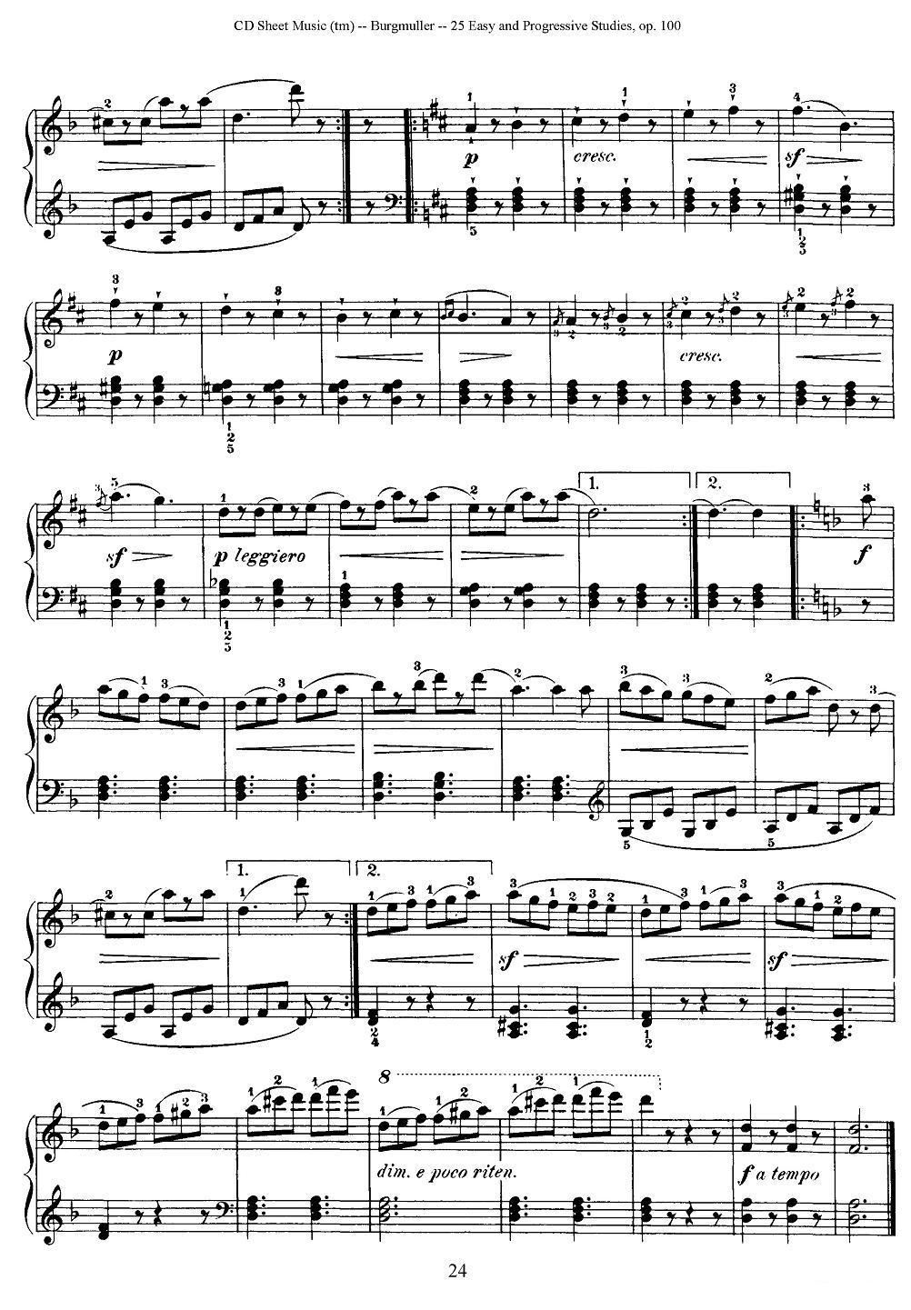 布尔格缪勒-25首钢琴进阶练习曲 Op.100（20、塔兰台拉舞曲）钢琴曲谱（图2）