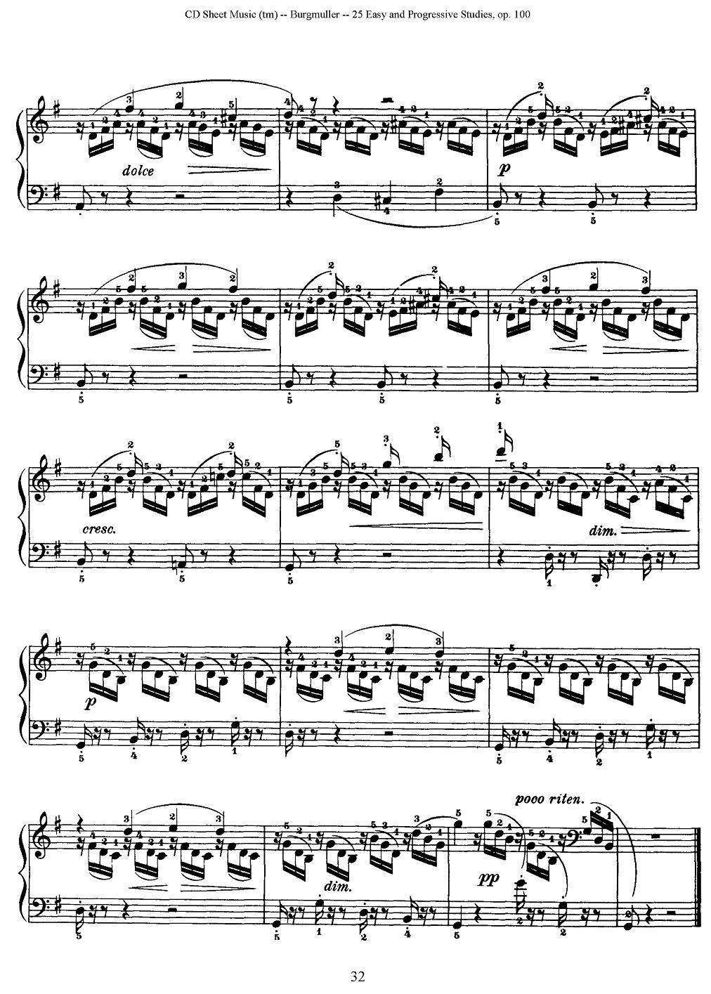 布尔格缪勒-25首钢琴进阶练习曲 Op.100（24、燕子）钢琴曲谱（图2）