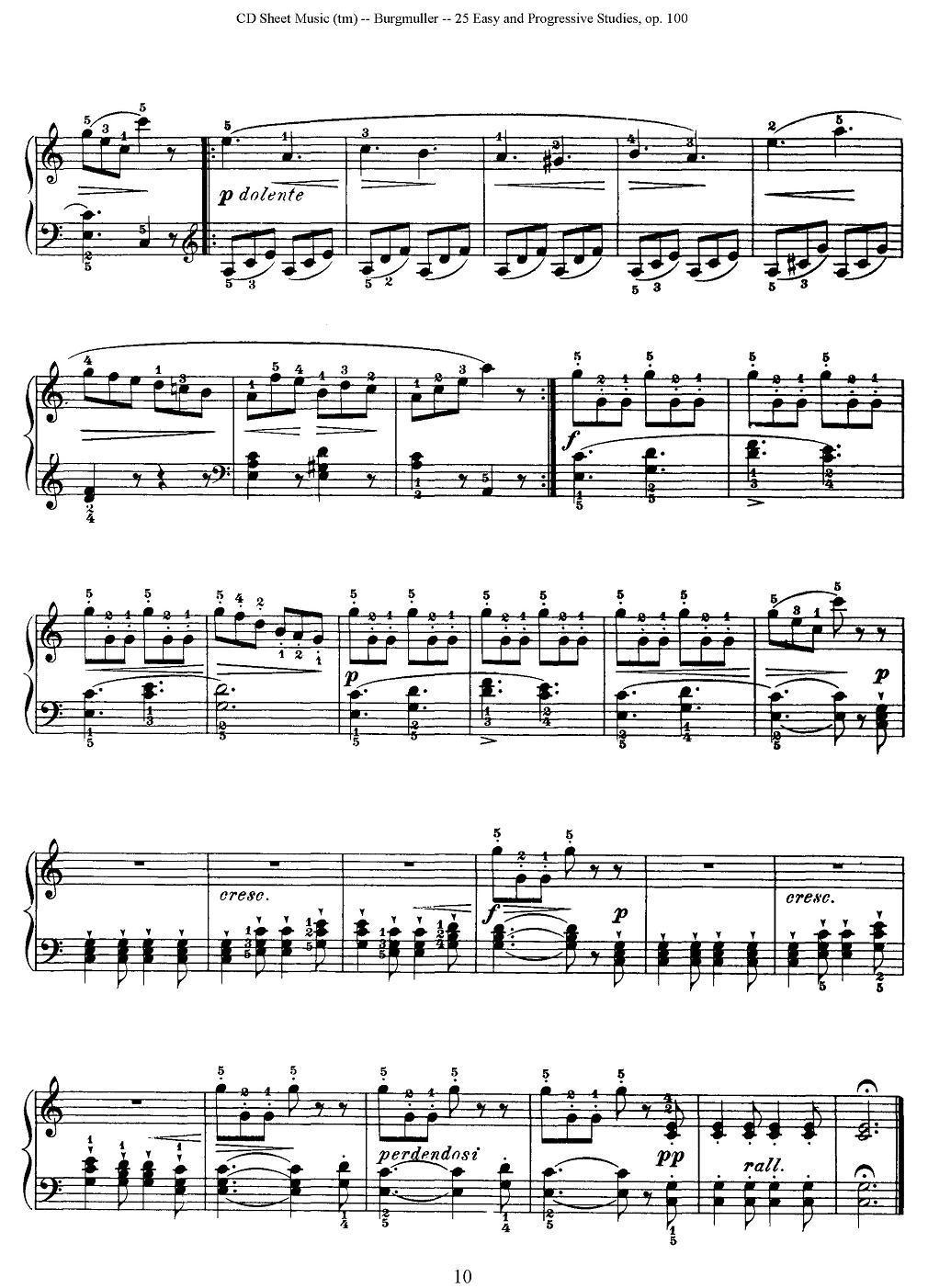 布尔格缪勒-25首钢琴进阶练习曲 Op.100（9、行猎）钢琴曲谱（图2）