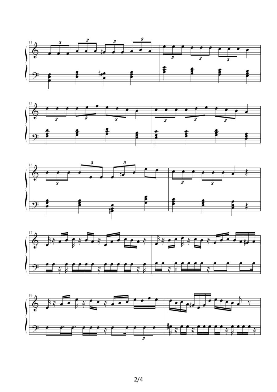 生日餐厅钢琴曲谱（图2）