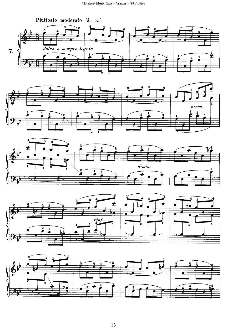 Cramer - 84 exercices（6—10）（克拉莫84首钢琴练习曲）钢琴曲谱（图3）