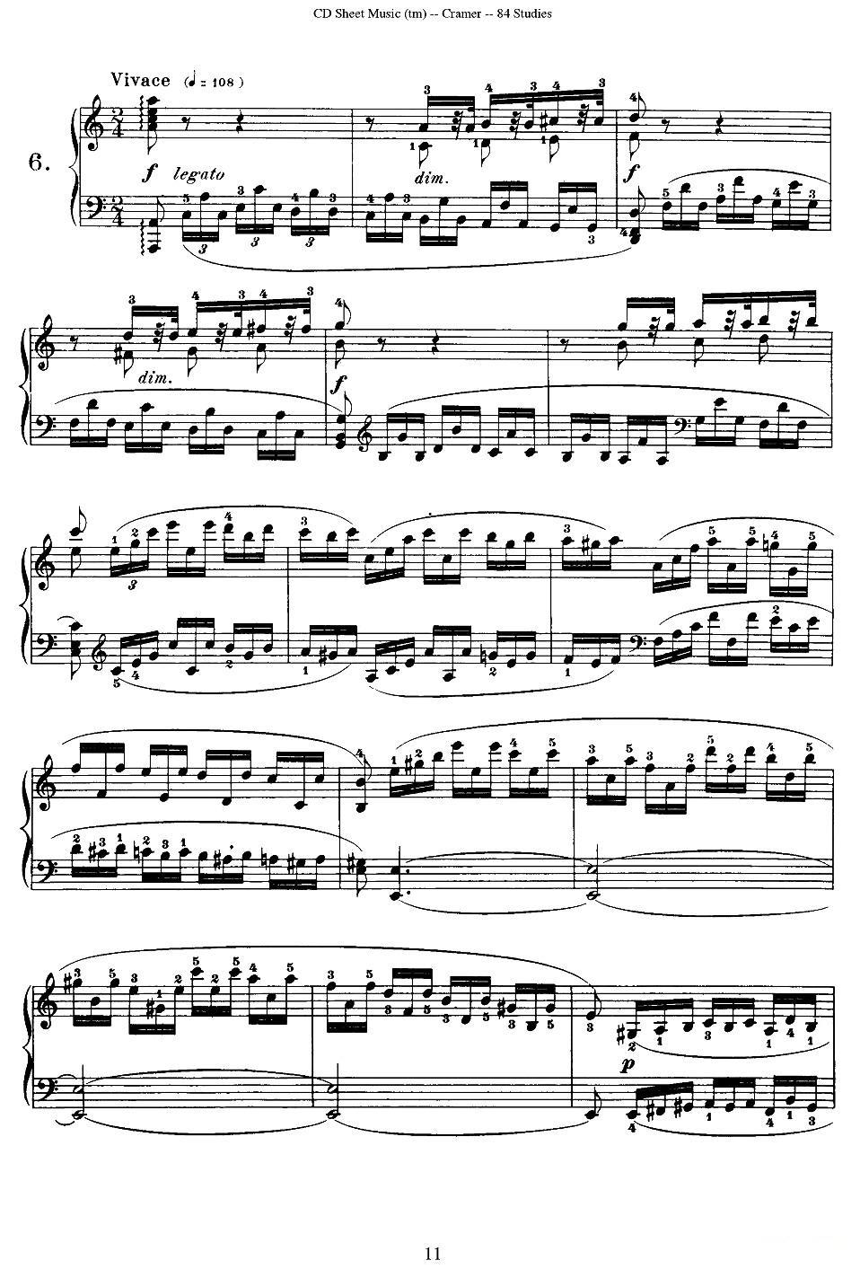 Cramer - 84 exercices（6—10）（克拉莫84首钢琴练习曲）钢琴曲谱（图1）