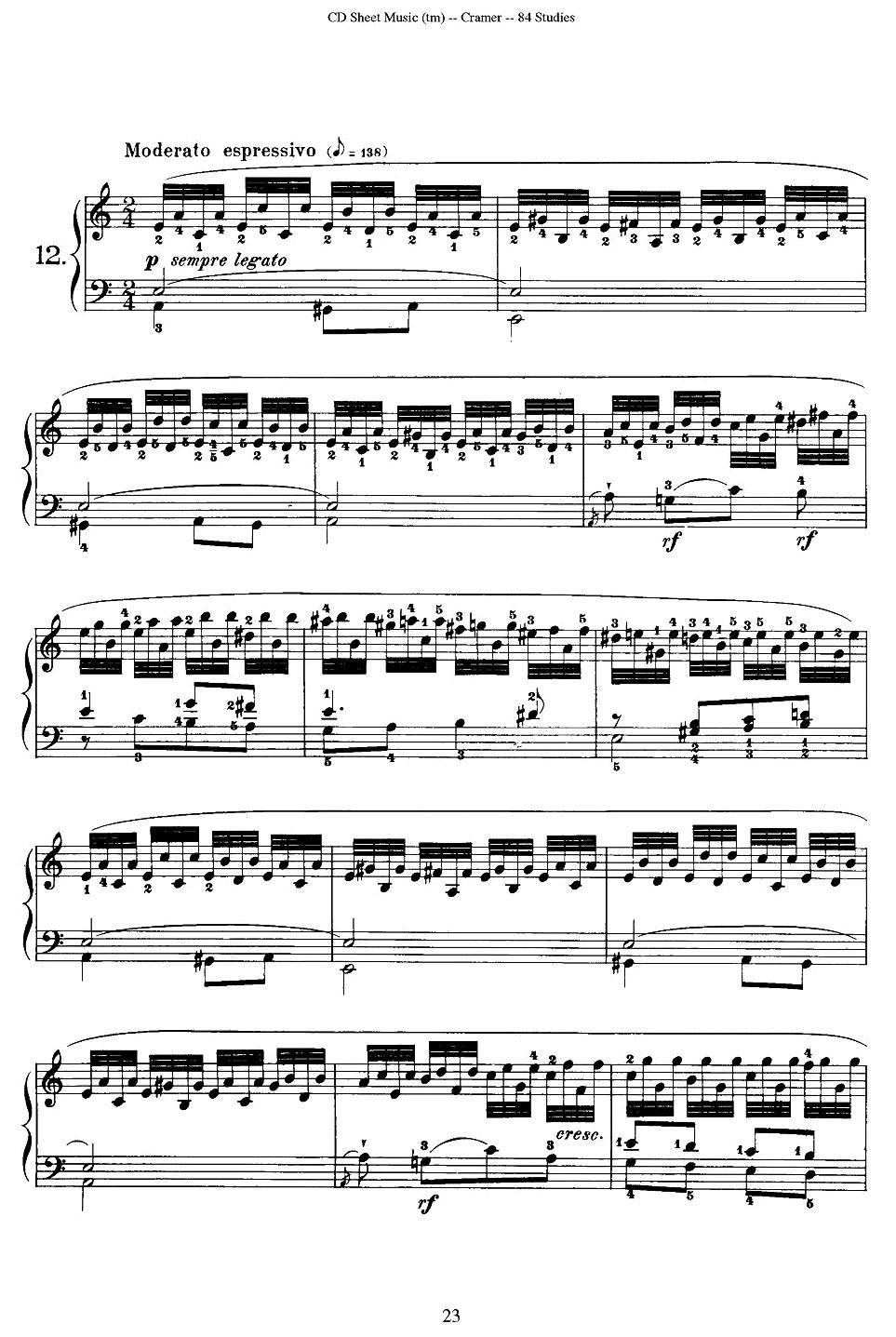 Cramer - 84 exercices（11—15）（克拉莫84首钢琴练习曲）钢琴曲谱（图3）