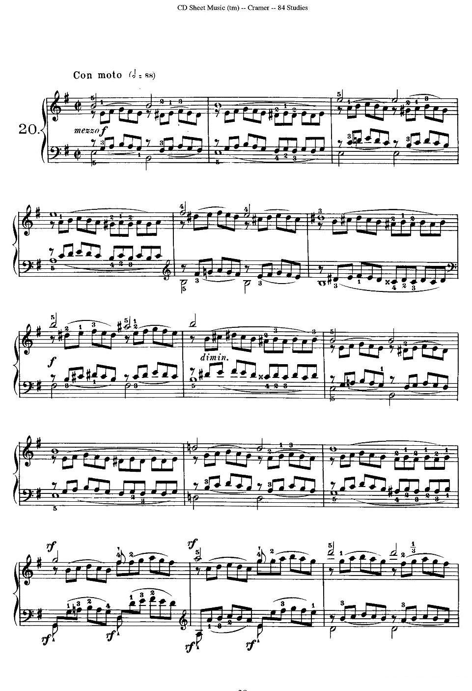 Cramer - 84 exercices（16—20）（克拉莫84首钢琴练习曲）钢琴曲谱（图9）