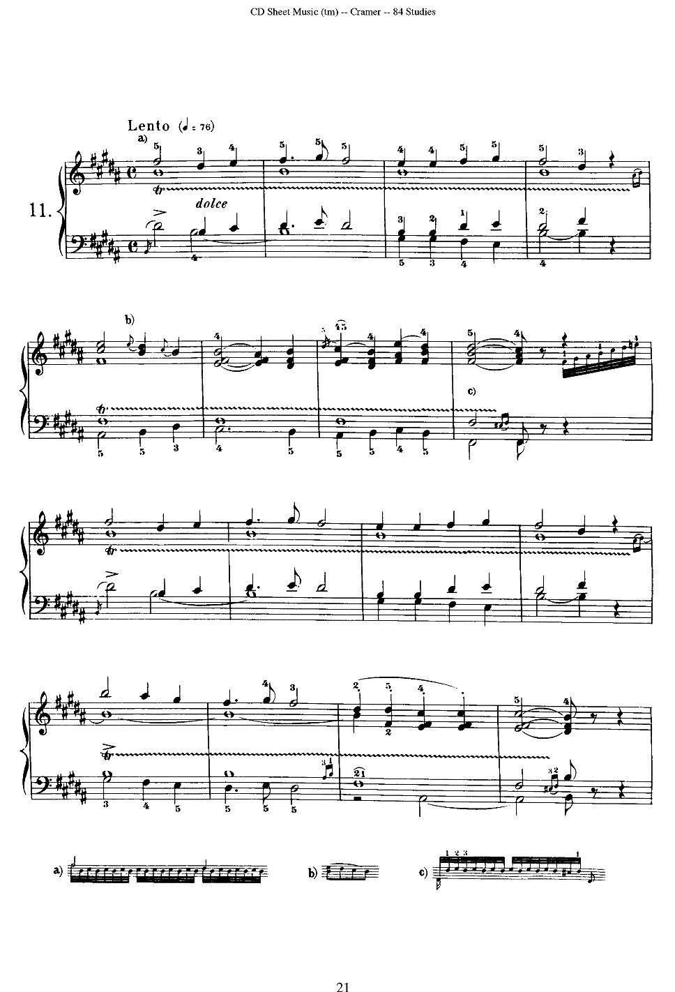 Cramer - 84 exercices（11—15）（克拉莫84首钢琴练习曲）钢琴曲谱（图1）